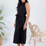 Bolton Black Sleeveless Belted Shirt Dress Naked Zebra