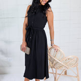 Bolton Black Sleeveless Belted Shirt Dress Naked Zebra
