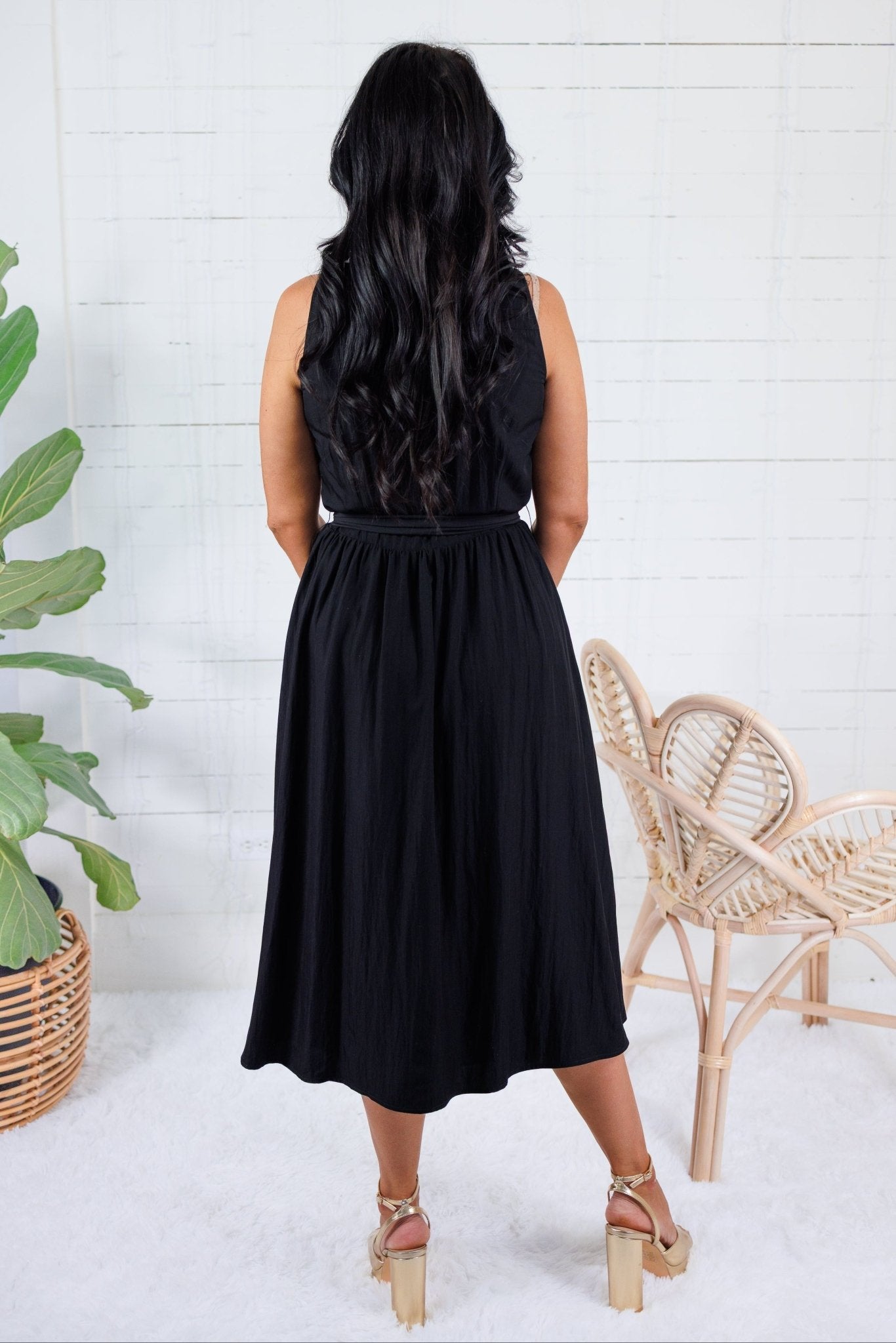 Bolton Black Sleeveless Belted Shirt Dress Naked Zebra