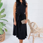 Bolton Black Sleeveless Belted Shirt Dress Naked Zebra