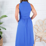 Bolton Royal Blue Sleeveless Belted Shirt Dress Naked Zebra