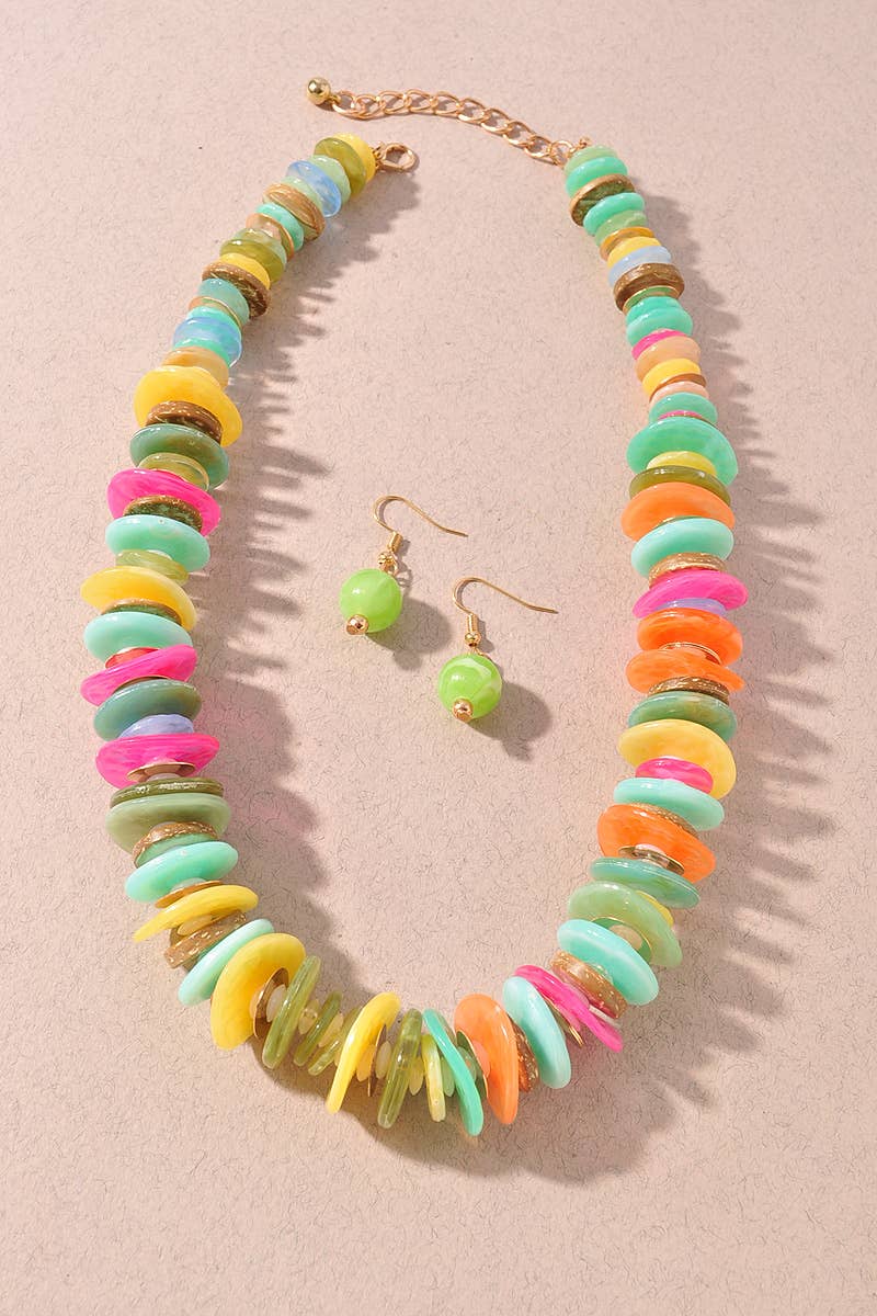 Bone Disc Multi Color Beaded Necklace - A3 Accessories - Jewelry - Clover + Bee