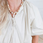 Bonita Latte Poplin Bubble Hem Top
