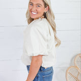Bonita Latte Poplin Bubble Hem Top