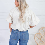 Bonita Latte Poplin Bubble Hem Top