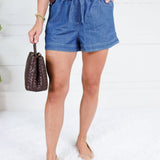 Bonnie Denim Ruffle Waist Short Blu Pepper