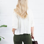 Bonnie Ivory Ribbed Button Knit Top Doe and Rae