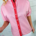 Bonny Pink Carnation Stripe Top Emily Mccarthy