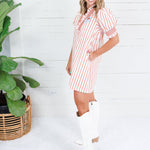 Boone Orange Stripe Smocked Neck Dress Glam