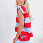 Born in the USA Striped Sleeveless Top Entro