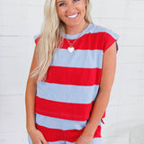 Born in the USA Striped Sleeveless Top Entro