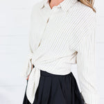 Bostany Beige Stripe Button Top Molly Bracken