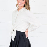 Bostany Beige Stripe Button Top Molly Bracken