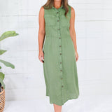 Bowie Olive Button A-Line Dress KUT