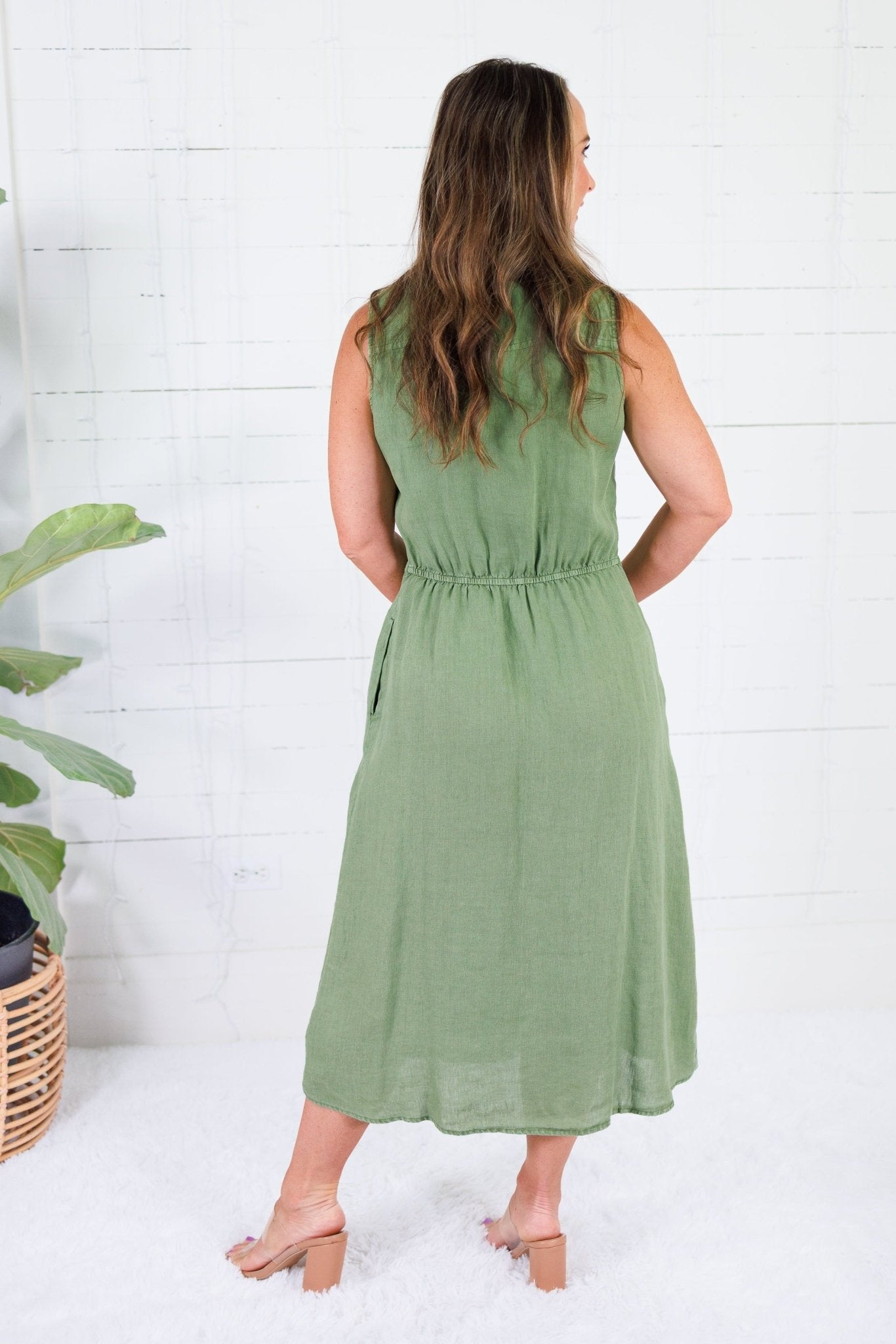 Bowie Olive Button A-Line Dress KUT