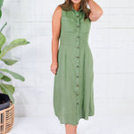 Bowie Olive Button A-Line Dress KUT