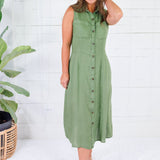 Bowie Olive Button A-Line Dress KUT