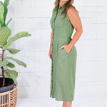 Bowie Olive Button A-Line Dress KUT
