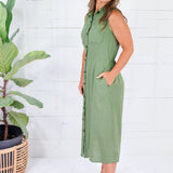 Bowie Olive Button A-Line Dress KUT