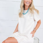 Bownes Ivory Faux Suede Mini Dress Hem & Thread