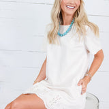 Bownes Ivory Faux Suede Mini Dress Hem & Thread