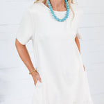 Bownes Ivory Faux Suede Mini Dress Hem & Thread
