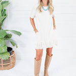 Bownes Ivory Faux Suede Mini Dress Hem & Thread