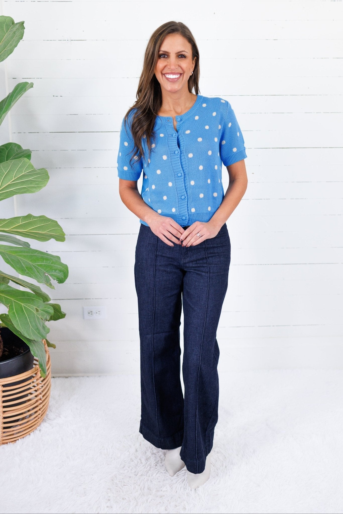 Brenda Blue + Cream Dotty Cardigan Sunday Edition