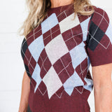 Bria Argyle Knit Sweater Lucy Paris
