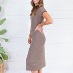 Britney Brown + Beige Stripe Knit Dress Mod Ref