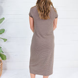 Britney Brown + Beige Stripe Knit Dress Mod Ref