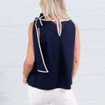 Britton Navy Shoulder Bow Top Able
