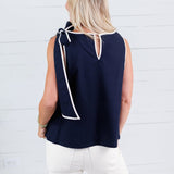 Britton Navy Shoulder Bow Top Able