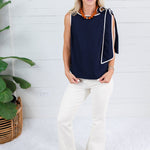 Britton Navy Shoulder Bow Top Able