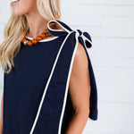 Britton Navy Shoulder Bow Top Able