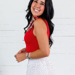 Brooklyn Red Knit Scoop Tank Karlie