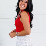 Brooklyn Red Knit Scoop Tank Karlie
