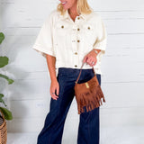 Brown Fringe Accent Hand Bag
