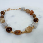 Brown Resin+ Gold Metallic Beaded Necklace