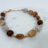 Brown Resin+ Gold Metallic Beaded Necklace