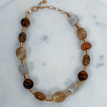 Brown Resin+ Gold Metallic Beaded Necklace
