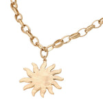 Brushed Metal Sunburst Chunky Chain Necklace - A3 Accessories - Jewelry - Clover + Bee