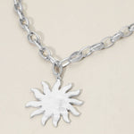 Brushed Metal Sunburst Chunky Chain Necklace - A3 Accessories - Jewelry - Clover + Bee