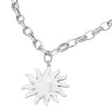 Brushed Metal Sunburst Chunky Chain Necklace - A3 Accessories - Jewelry - Clover + Bee