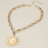 Brushed Metal Sunburst Chunky Chain Necklace - A3 Accessories - Jewelry - Clover + Bee