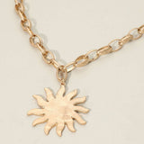 Brushed Metal Sunburst Chunky Chain Necklace - A3 Accessories - Jewelry - Clover + Bee