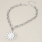 Brushed Metal Sunburst Chunky Chain Necklace - A3 Accessories - Jewelry - Clover + Bee