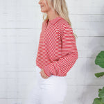 Bryant Red + Ecru Stripe Collar Sweater Things Between 