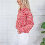 Bryant Red + Ecru Stripe Collar Sweater Things Between 