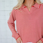 Bryant Red + Ecru Stripe Collar Sweater Things Between 